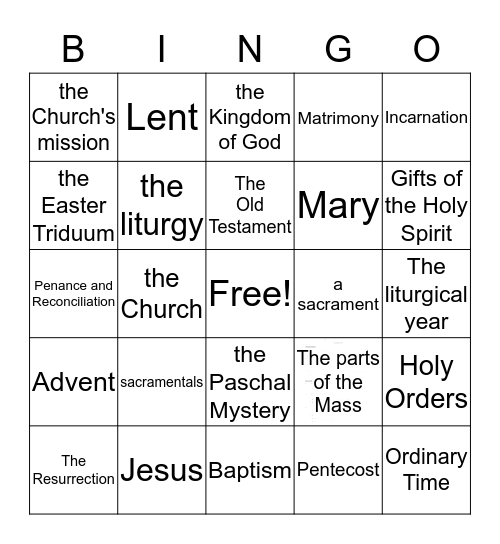 Religion 5 Bingo Card