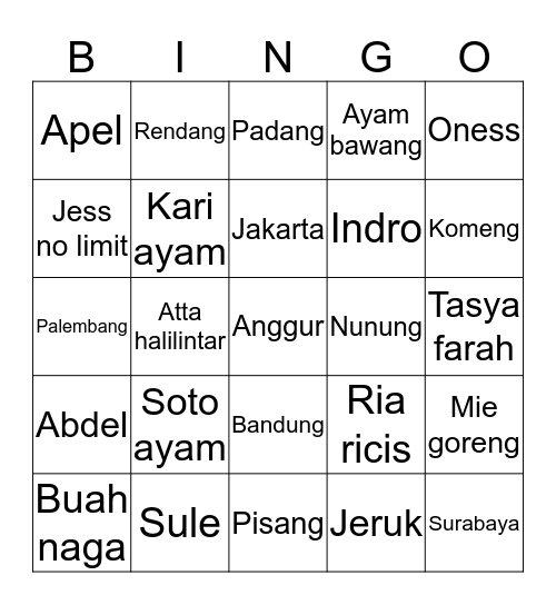 Biblee's Bingo Card