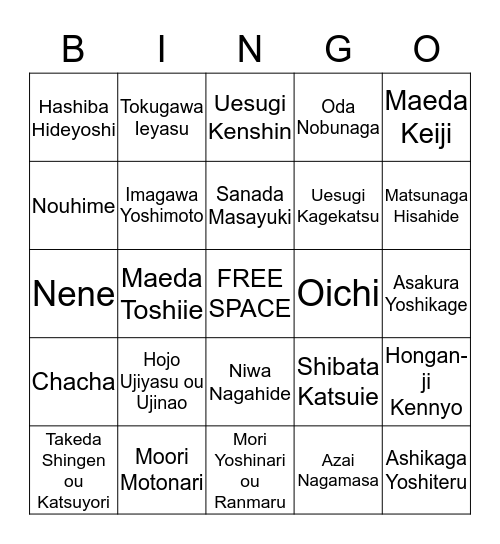 NIOH 2 Bingo Card