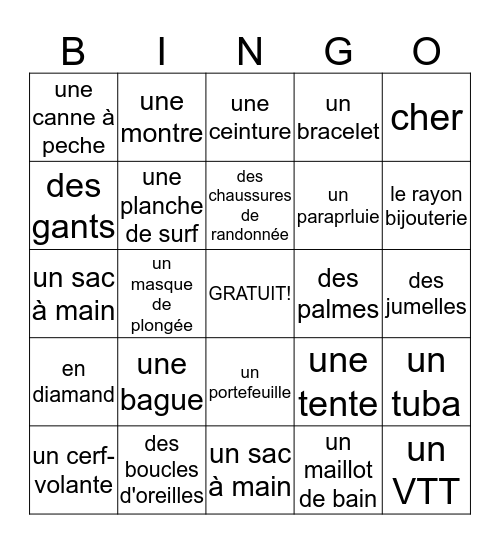 LES     GRANDS     MAGASINS Bingo Card