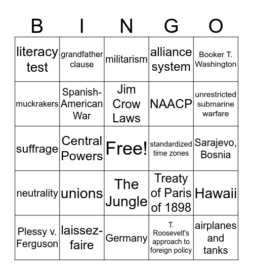 Final Exam BINGO Card