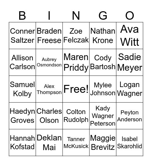Mrs. Harvala's Class 2018-19 Bingo Card