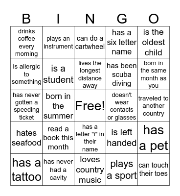 Summer Picnic BINGO Card