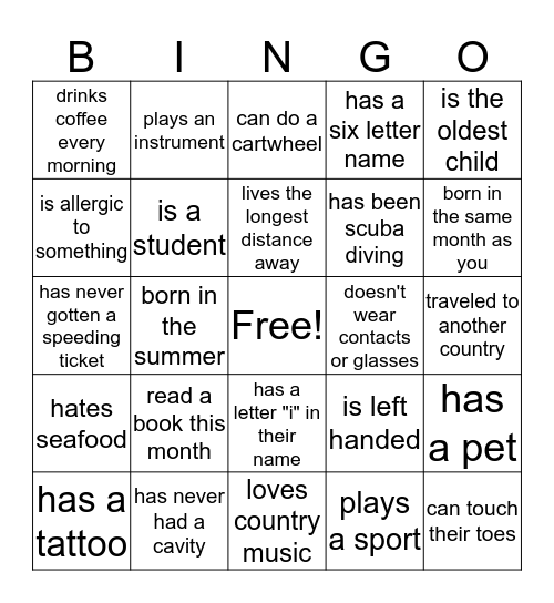 Summer Picnic BINGO Card