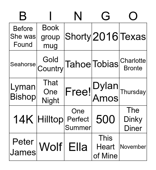 Book group Bingo Card