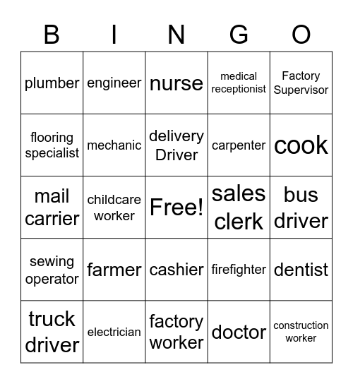 Jobs Bingo Card