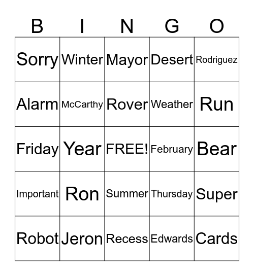 /R/ Words Bingo Card