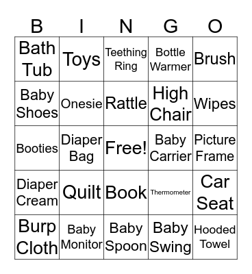 Baby Bingo  Bingo Card