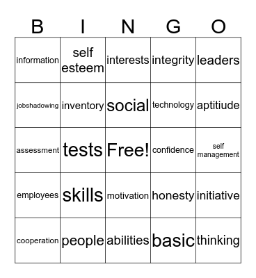 Employability Skills Bingo Card