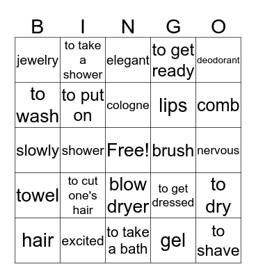 2A Vocabulary Bingo Card