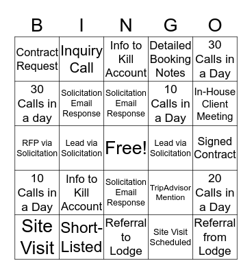 Sales Bingo Card