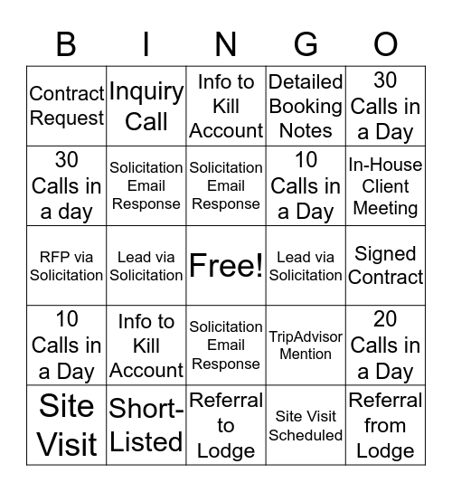 Sales Bingo Card