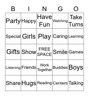 Friendship Bingo Card