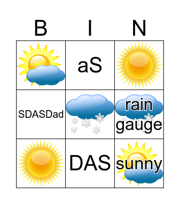 Weather Bingo Card