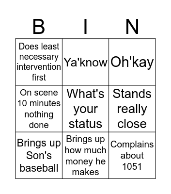 Blaine Bingo Card