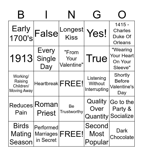 Valentine's Day!!! Bingo Card