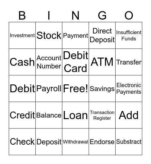 Financial Bingo Card