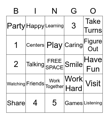 Friendship Bingo Card