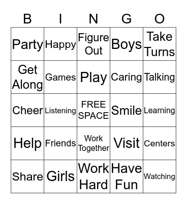 Friendship Bingo Card