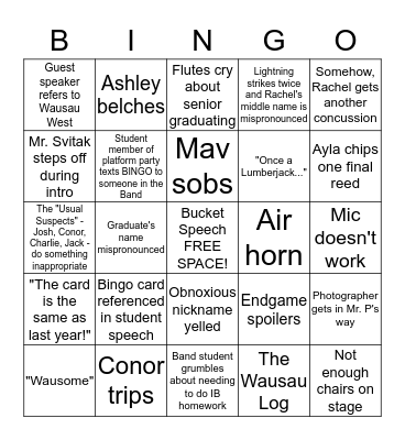 Graduation Bingo 2019 Bingo Card