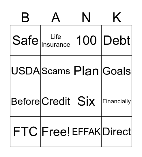 Disasters - Financial Preparation and Recovery Bingo Card