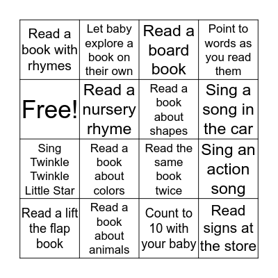 Baby Bingo Card