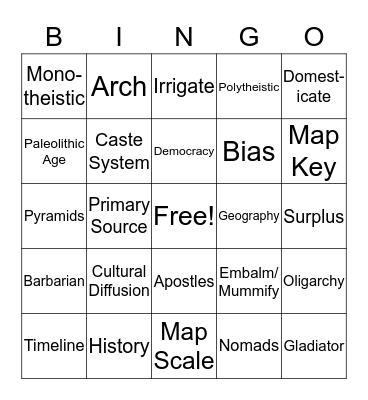 World History Bingo Card