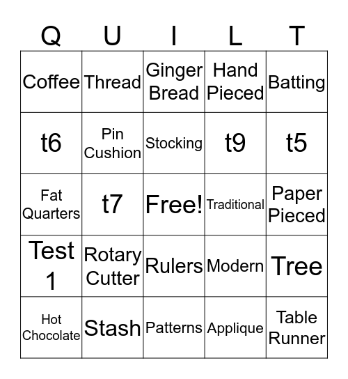 Quilter's Bingo Card