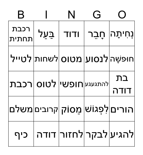 travel and family Bingo Card