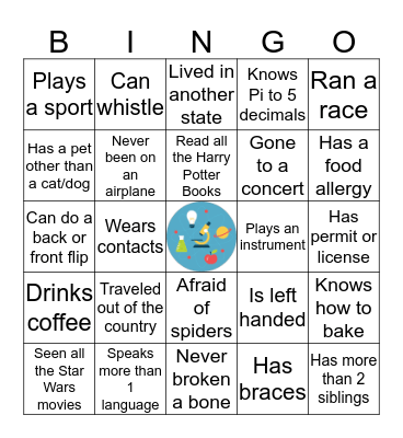 Summer Focus Bingo Card
