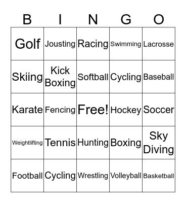 Sports BINGO Card