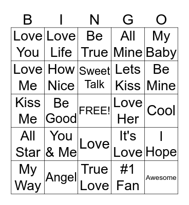 Conversation Heart Bingo Card