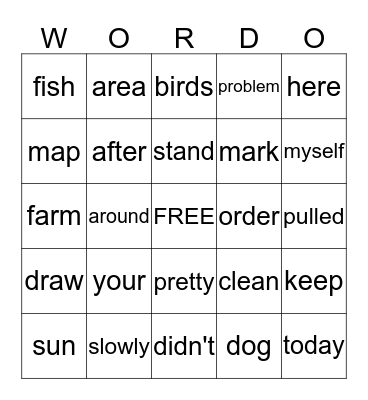 WORDO Bingo Card