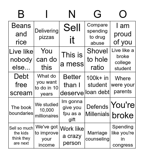 Dave Ramsey bingo Card