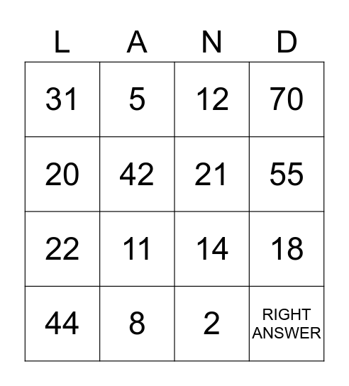 Land Rights BINGO Card