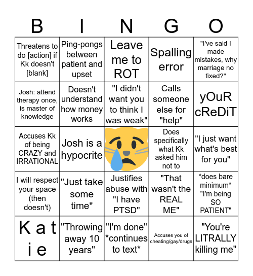 JOSH BINGO Card