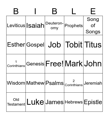 Bible Bingo Card