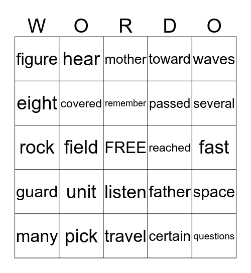 WORDO Bingo Card