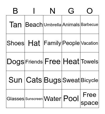 Summer Bingo! Bingo Card