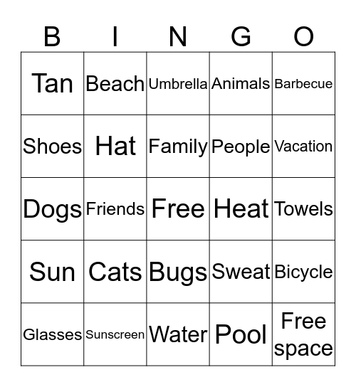 Summer Bingo! Bingo Card