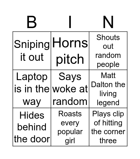 Mr. Broughton bingo Card