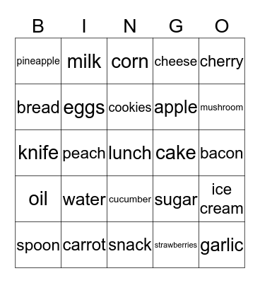 SP  12 COMIDA BINGO   Bingo Card