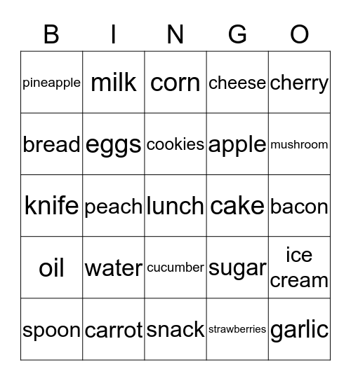 SP  12 COMIDA BINGO   Bingo Card