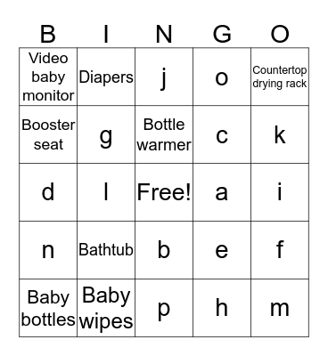 Baby Shower Bingo! Bingo Card