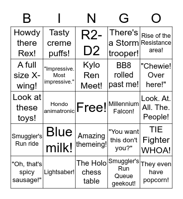 Star Wars Galaxy's Edge Vlogger Bingo! Bingo Card