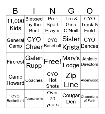 Appreciation Dinner 2019 Bingo Card