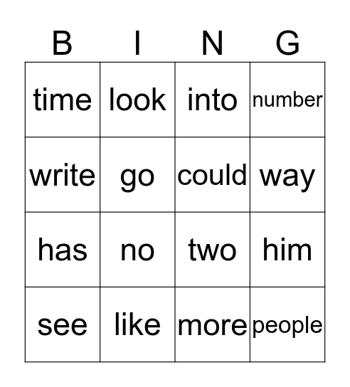 Sight Word Bingo! Bingo Card