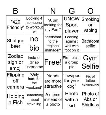 Tinder Bingo Card