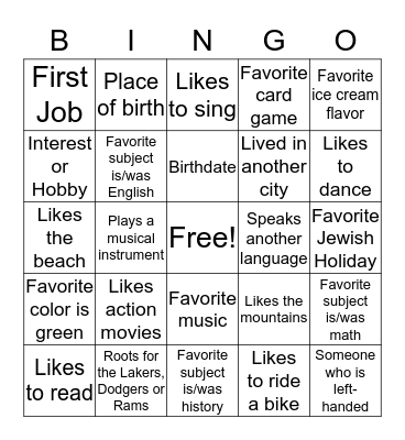 Heschel Day School Bingo Card