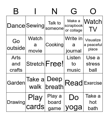 COPING SKILLS Bingo Card